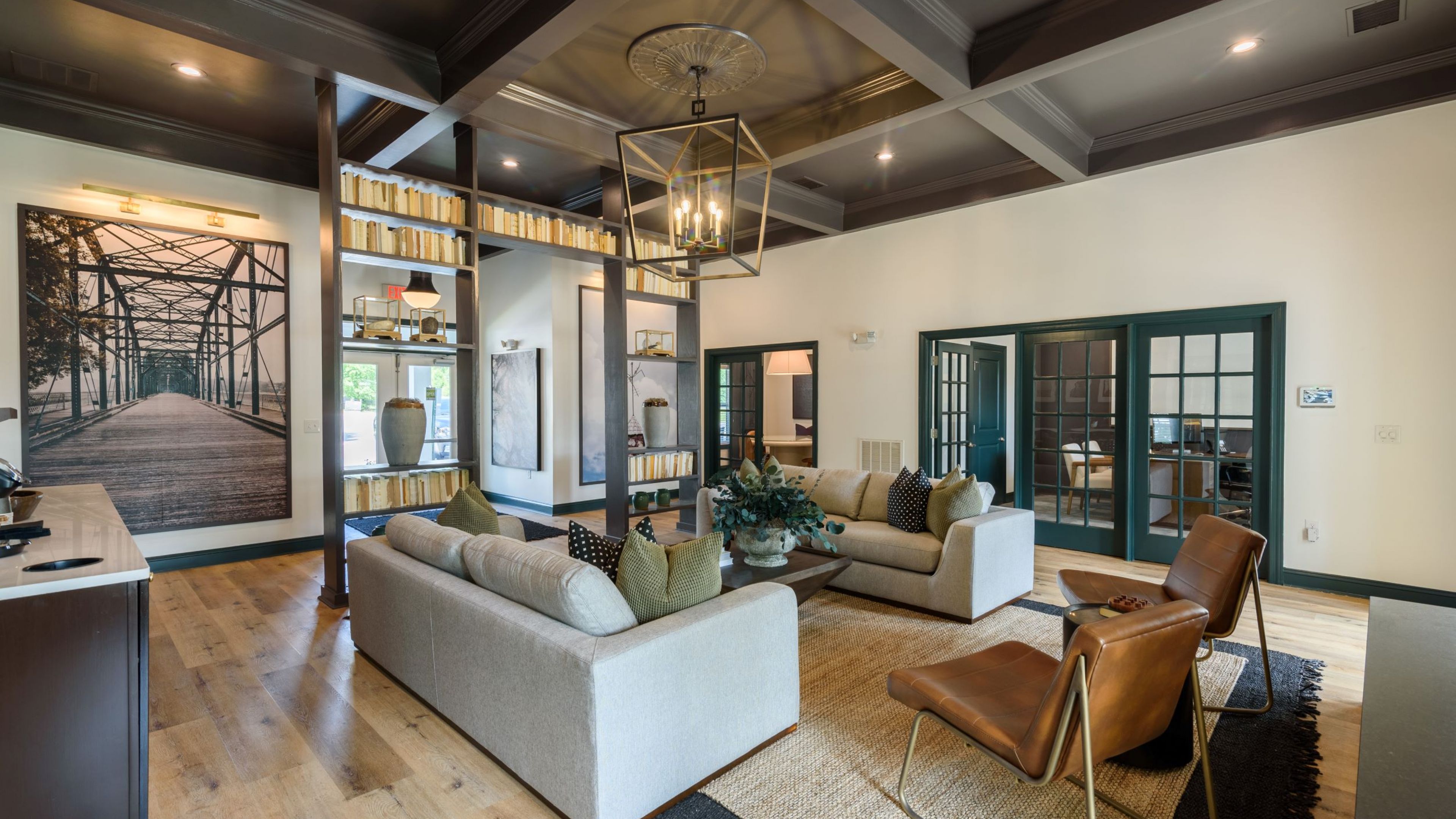 Hawthorne at the Hollowresident clubhouse amenity with seating area and beautiful finishes
